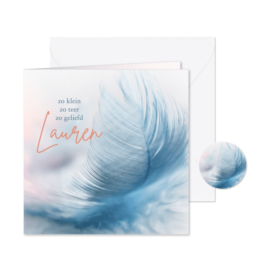 Rouwkaart veertje baby - Kaartimpressie
