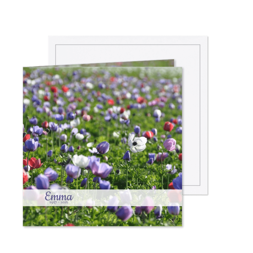 Rouwkaart veld anemoontjes - Kaartimpressie