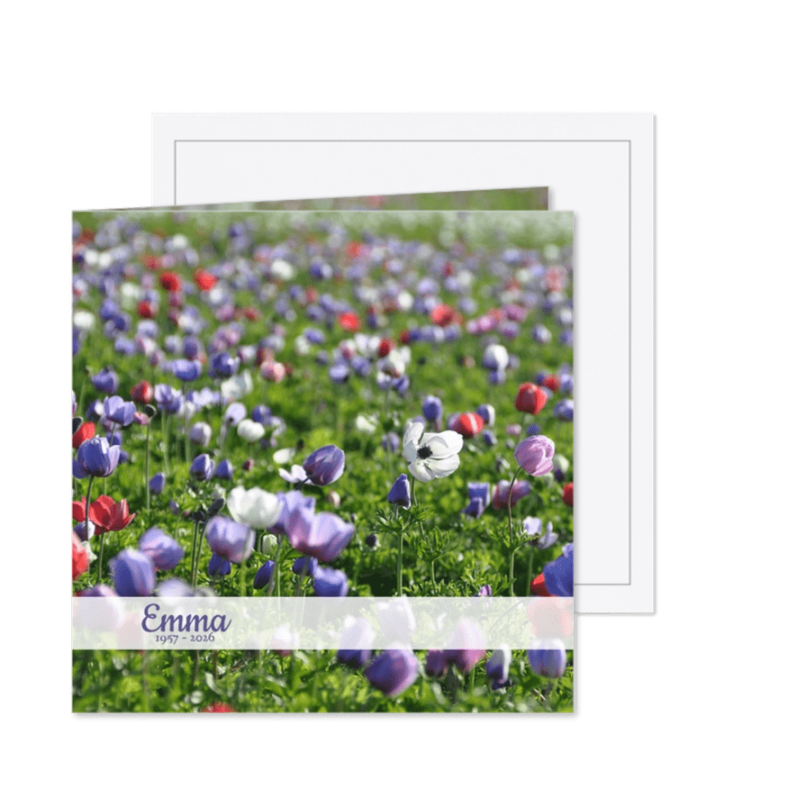 Rouwkaart veld anemoontjes - Kaartimpressie