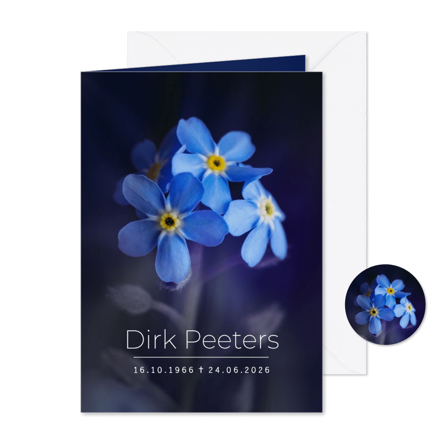Rouwkaart vergeet mij niet bloem stijlvol foto modern - Kaartimpressie