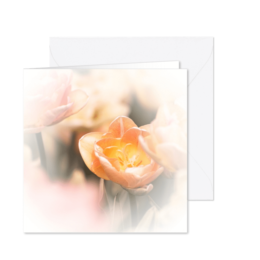 Rouwkaart vierkant met foto van tulpen - Kaartimpressie