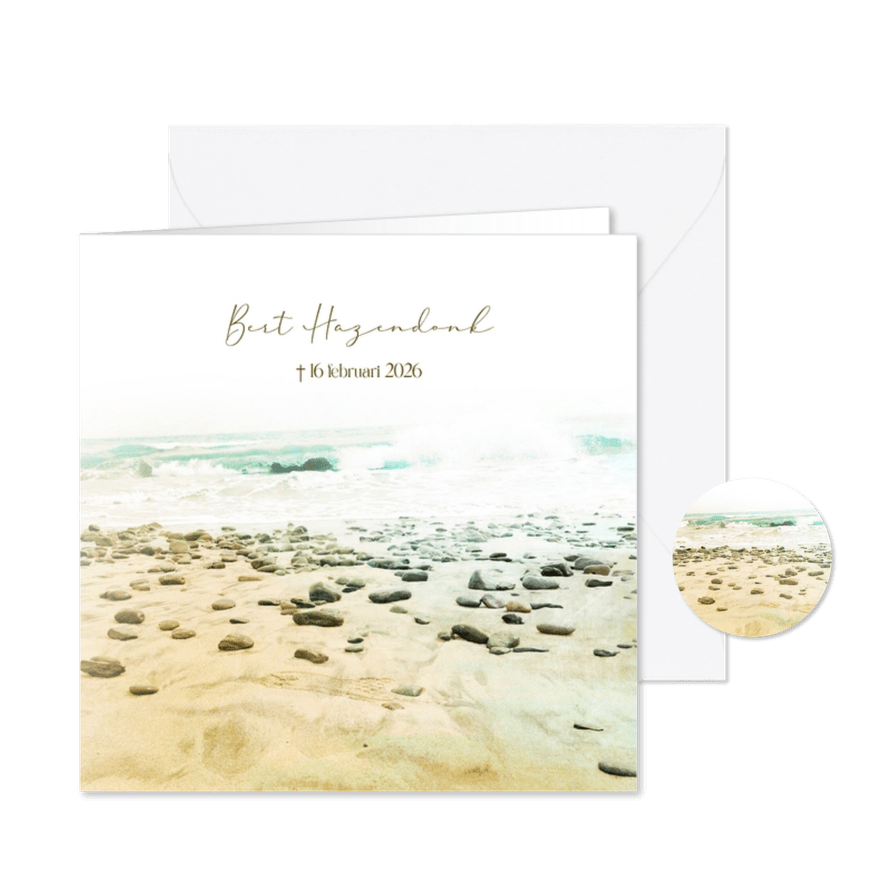 Rouwkaart vierkant strand zeezicht - Kaartimpressie