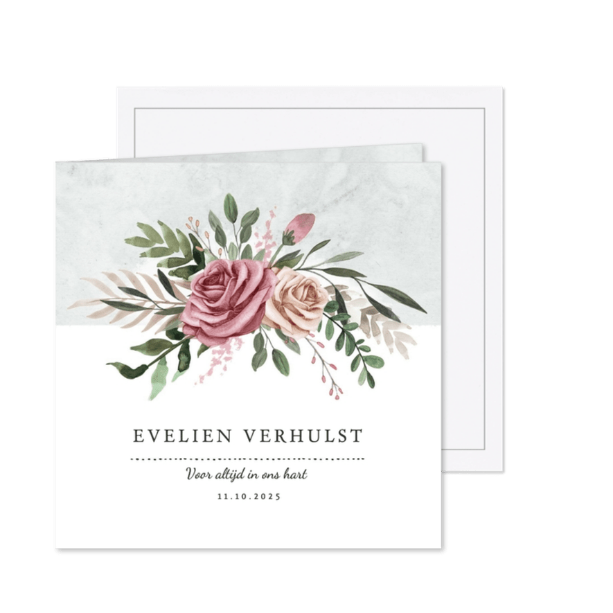 Rouwkaart vintage stijlvol klassiek bloemen - Kaartimpressie