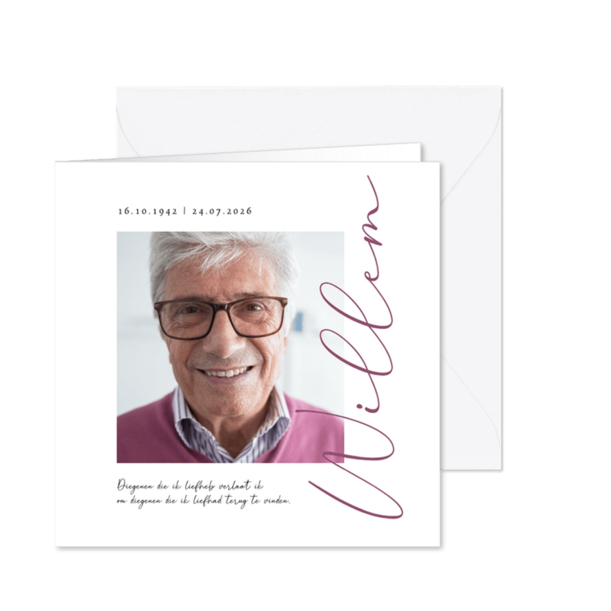 Rouwkaart volwassene algemeen stijlvol foto - Kaartimpressie