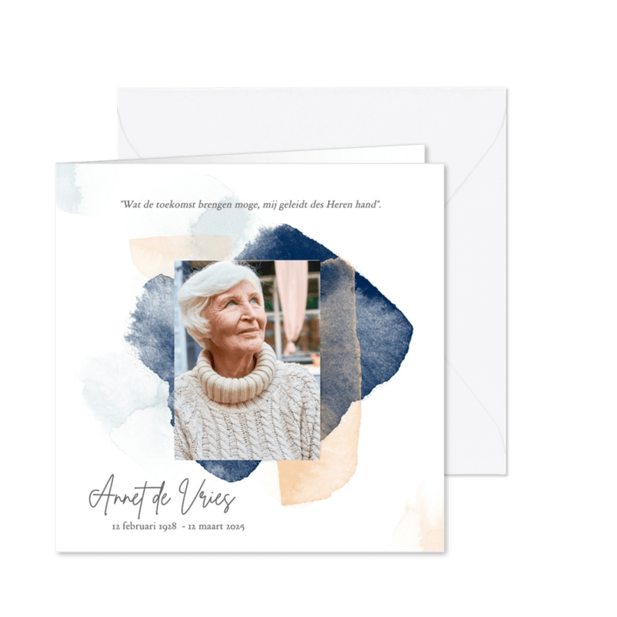 Rouwkaart - waterverf vrouw - Kaartimpressie