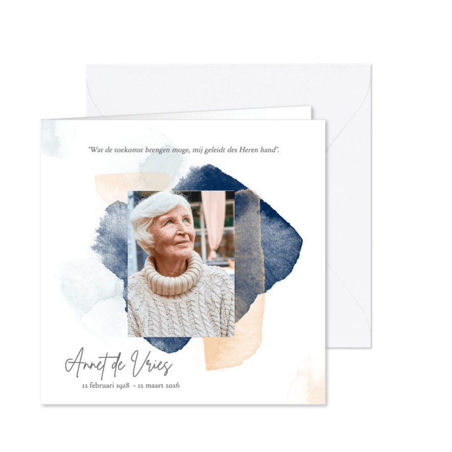 Rouwkaart - waterverf vrouw - Kaartimpressie