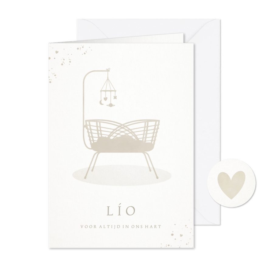 Rouwkaart wiegje voor een vroeg of stilgeboren kindje - Kaartimpressie