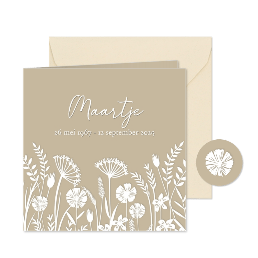 Rouwkaart wilde bloemen en grassen - Kaartimpressie