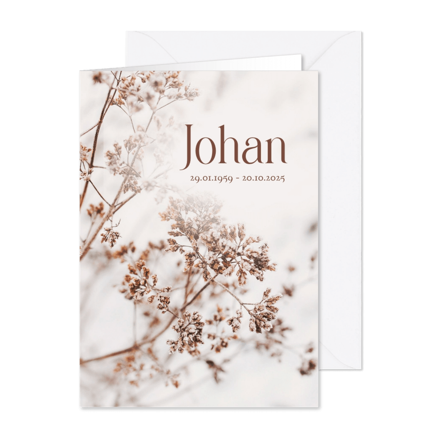 Rouwkaart winterse natuurfoto roestbruin - Kaartimpressie