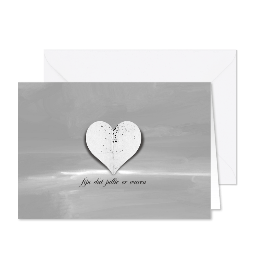 Rouwkaart Wit Hart Bedankt - Kaartimpressie