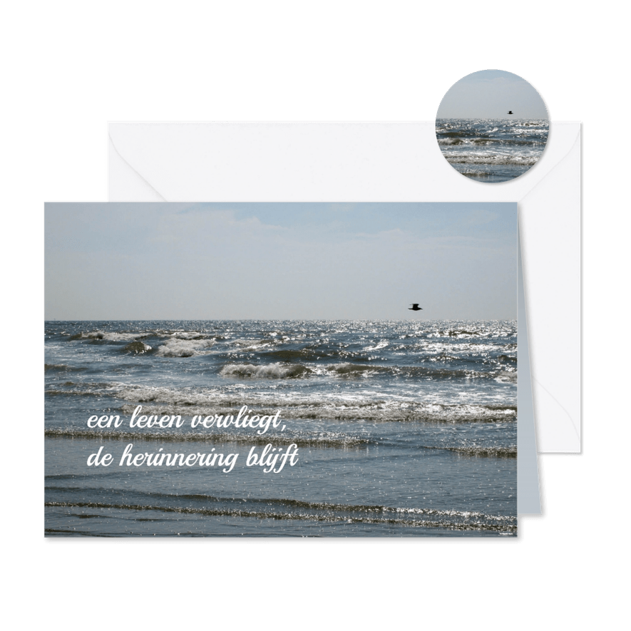 Rouwkaart zee en vogel - Kaartimpressie