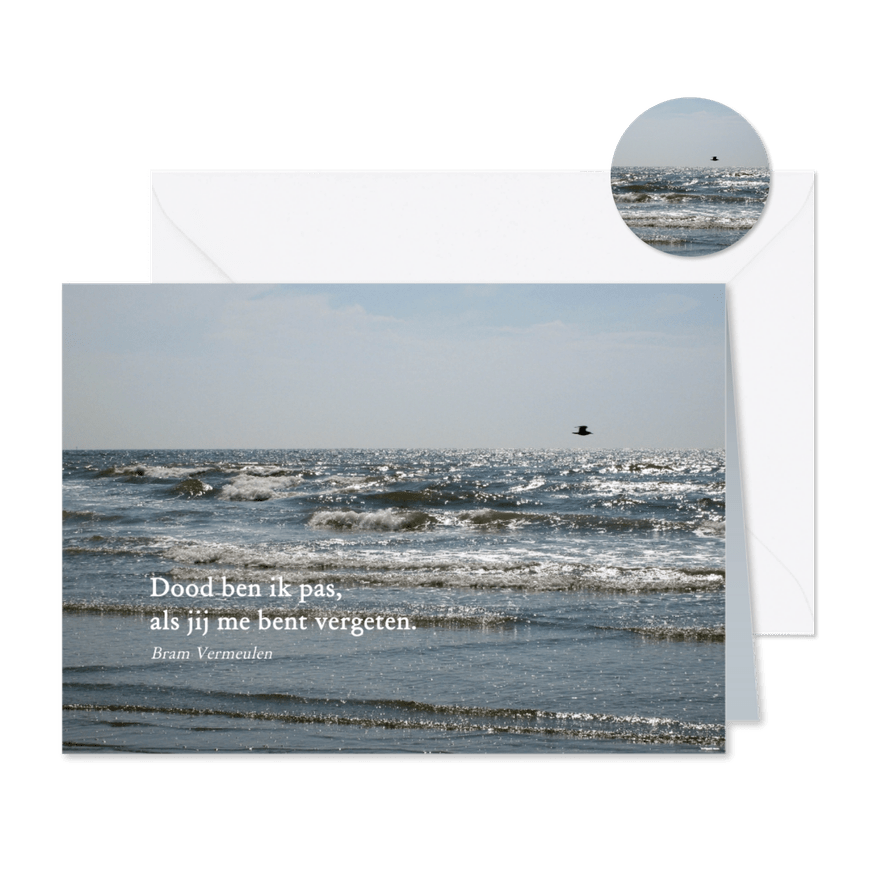 Rouwkaart zee en vogel - Kaartimpressie