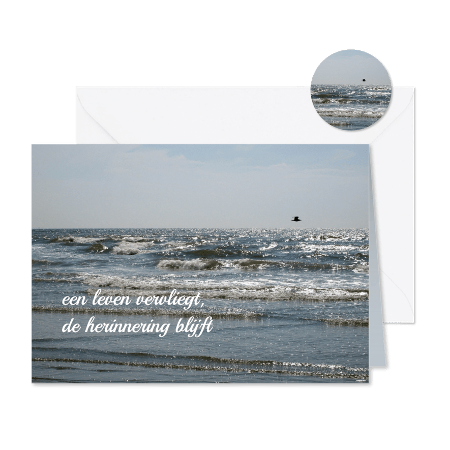 Rouwkaart zee en vogel - Kaartimpressie
