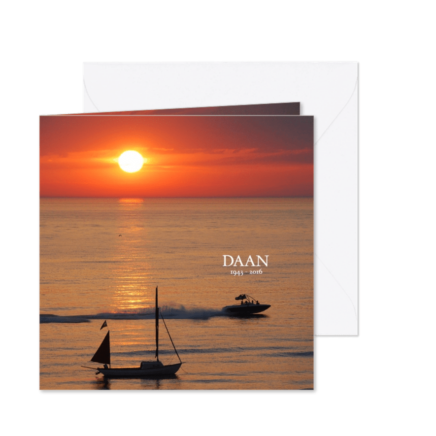 Rouwkaart Zonsondergang boten - Kaartimpressie