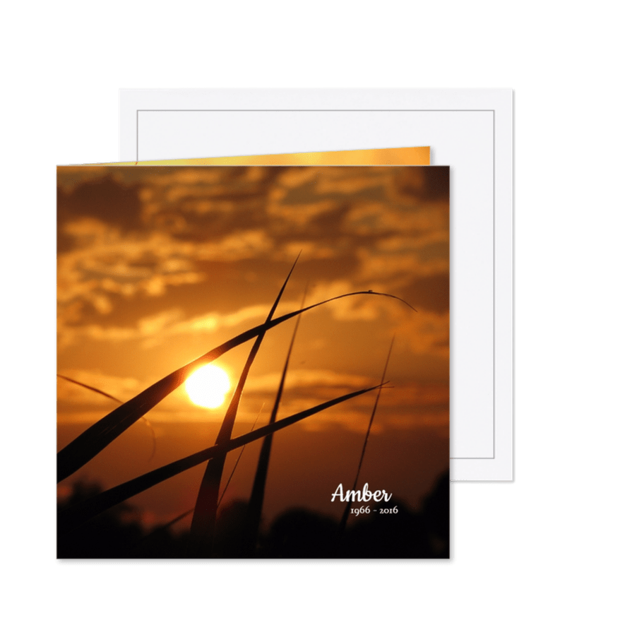 Rouwkaart Zonsondergang riet - Kaartimpressie