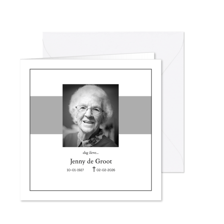 Rouwkaart - zwarte rand foto - Kaartimpressie