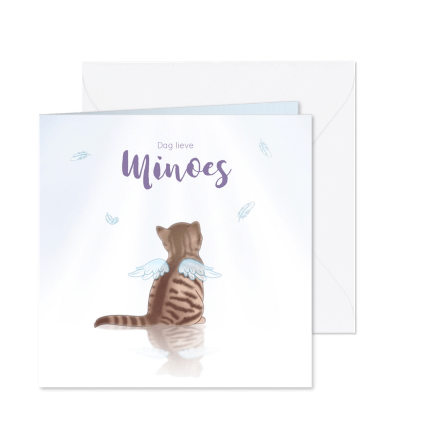 Rouwkaarten kat engel huisdier - Kaartimpressie