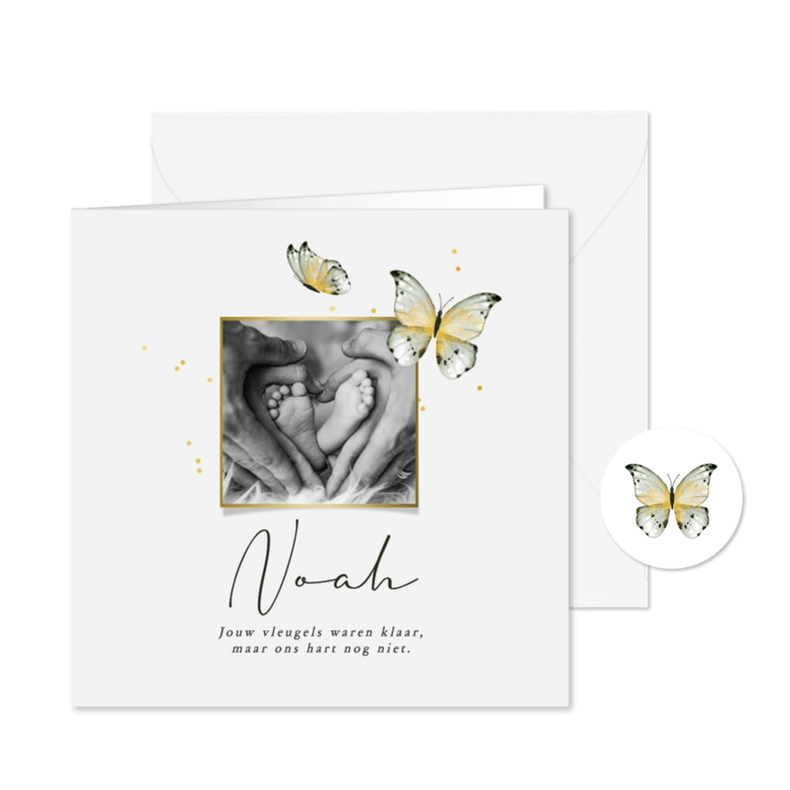 Rouwkaartje baby afscheid vlinders illustratie - Kaartimpressie