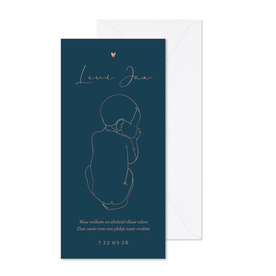 Rouwkaartje lijntekening van baby aanpasbaar - Kaartimpressie