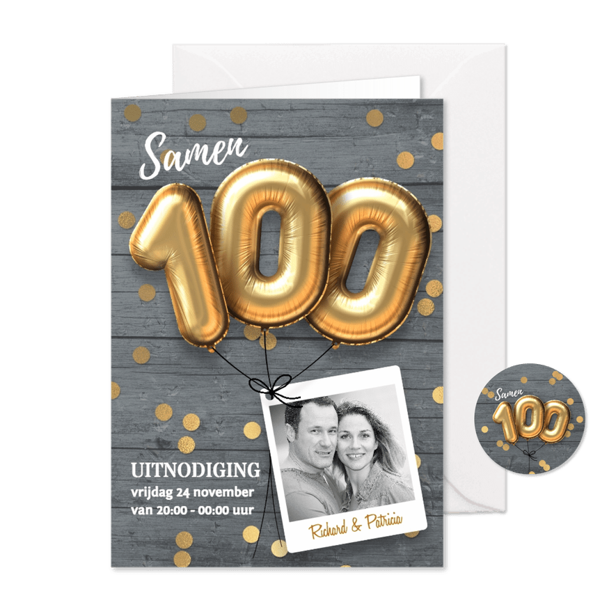 Samen 100 jaar uitnodiging - Kaartimpressie