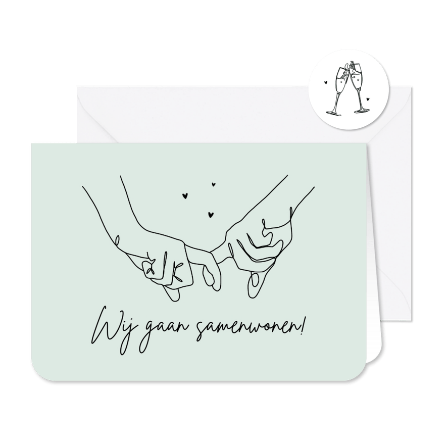 Samenwonen verhuiskaart liefde hartjes stijlvol - Kaartimpressie