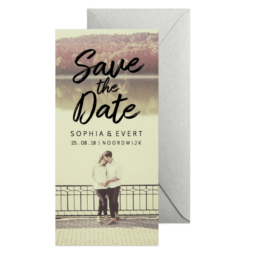 Save the Date fotokaart streep - Kaartimpressie