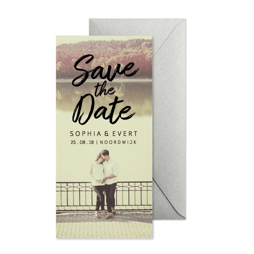 Save the Date fotokaart streep - Kaartimpressie