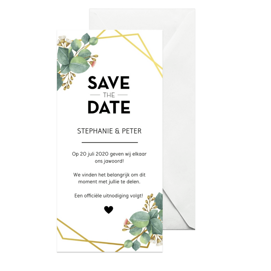 Save the date kaart botanical - Kaartimpressie