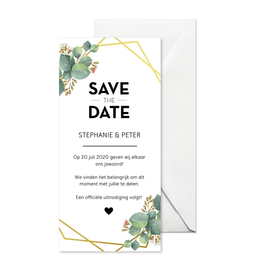 Save the date kaart botanical - Kaartimpressie