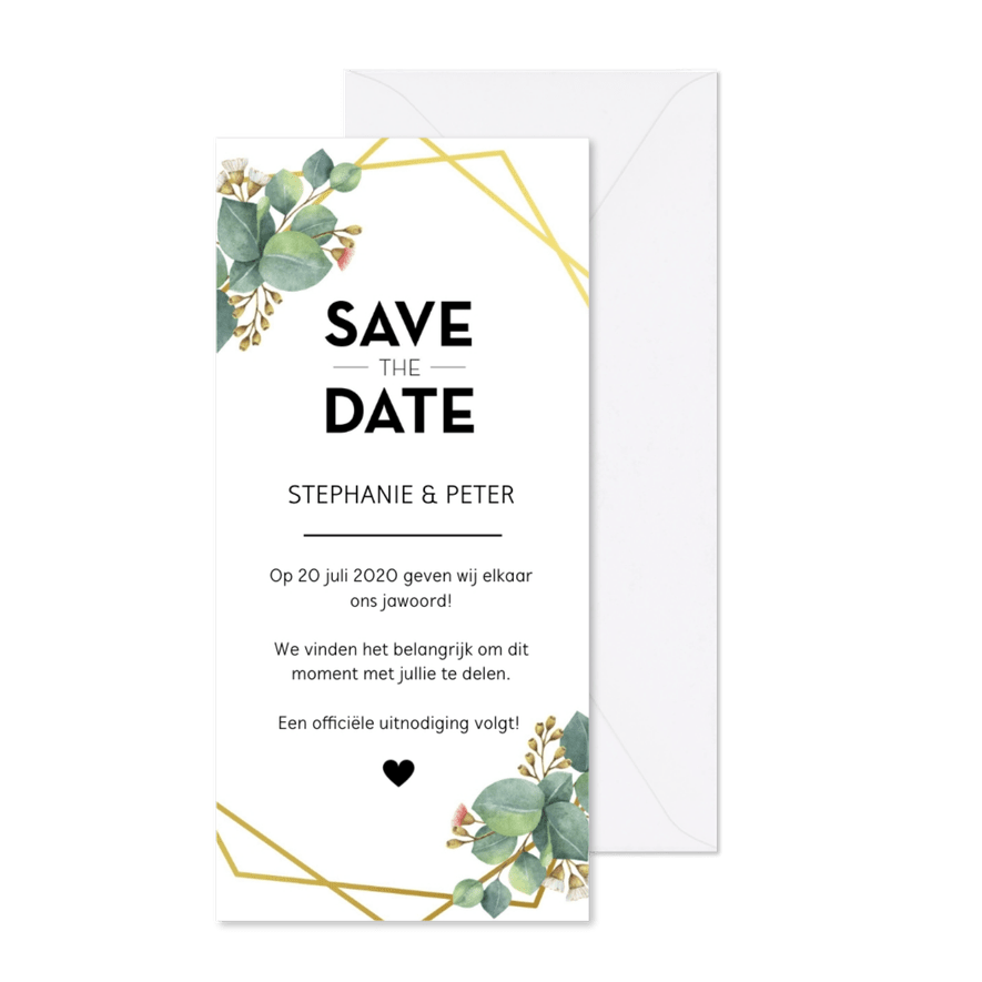 Save the date kaart botanical - Kaartimpressie