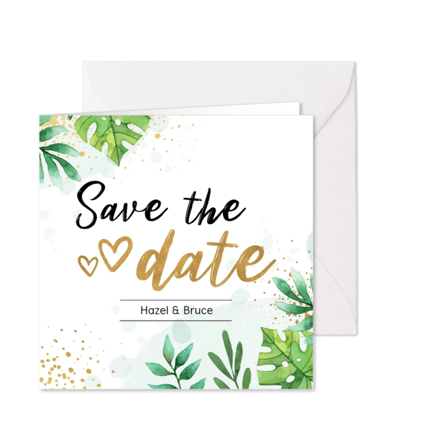 Save the date kaart botanisch goud - Kaartimpressie