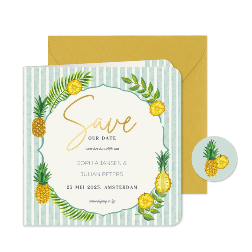 Save the date kaart mediterraans Italiaans bruiloft fruit - Kaartimpressie