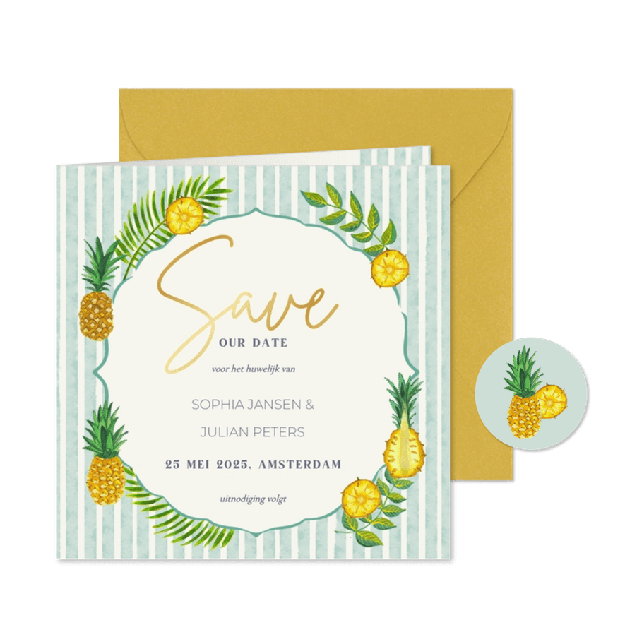 Save the date kaart mediterraans Italiaans bruiloft fruit - Kaartimpressie