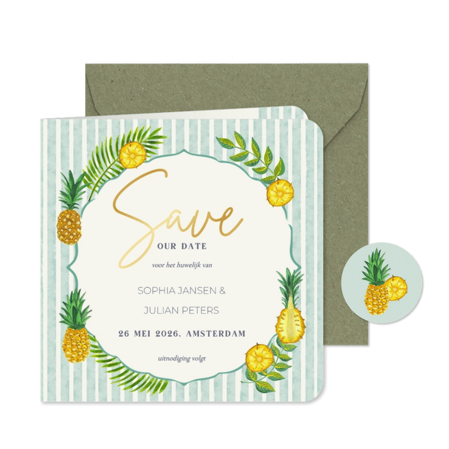 Save the date kaart mediterraans Italiaans bruiloft fruit - Kaartimpressie