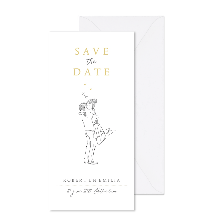Save the Date kaart optillen  - Kaartimpressie