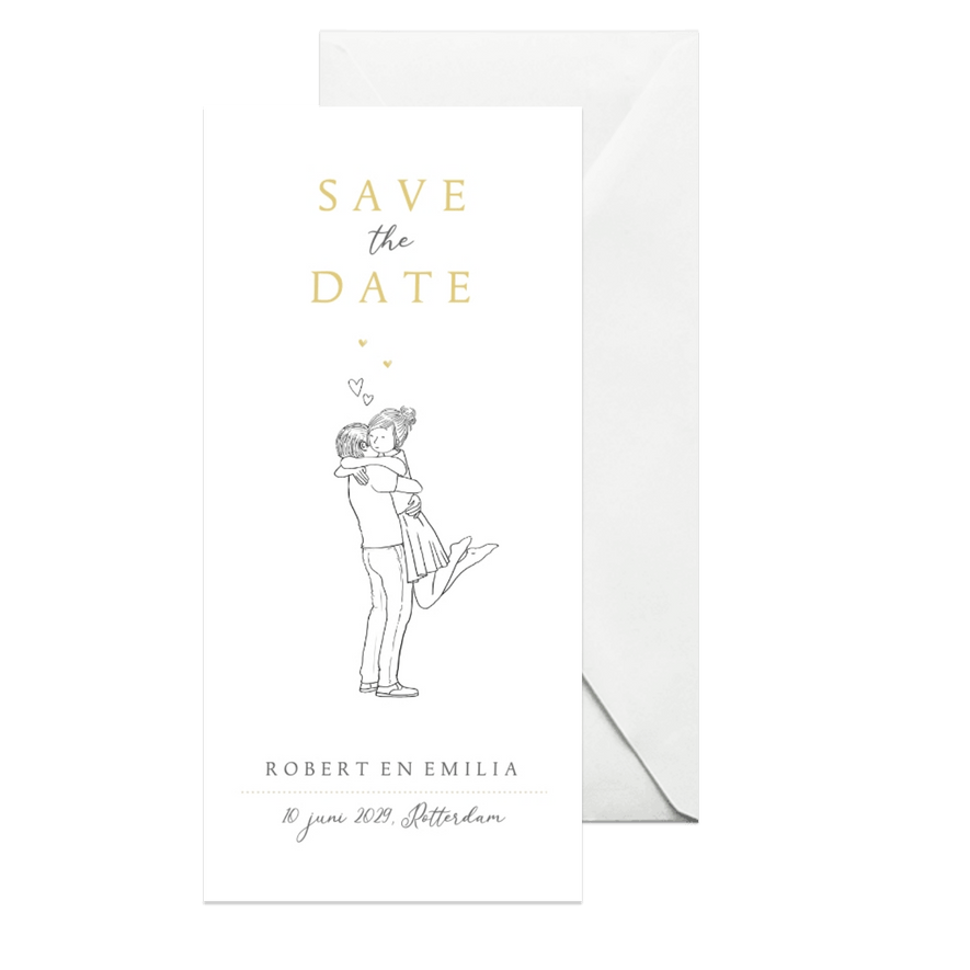 Save the Date kaart optillen  - Kaartimpressie