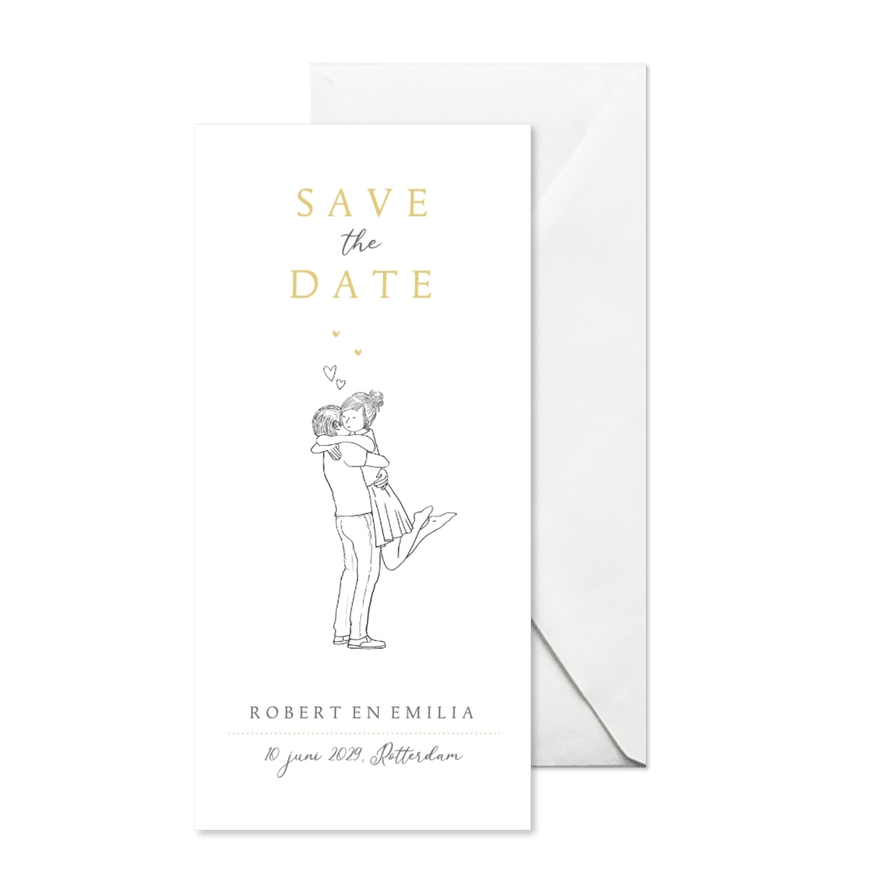 Save the Date kaart optillen  - Kaartimpressie