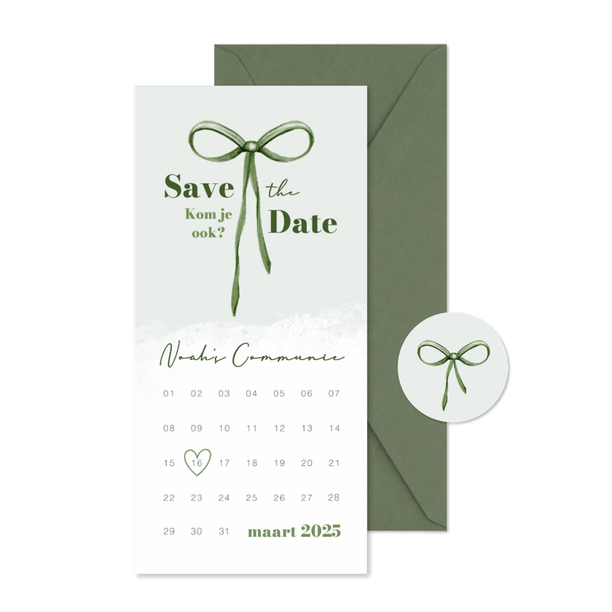 Save the date kalender communie communiefeest kruis unisex - Kaartimpressie