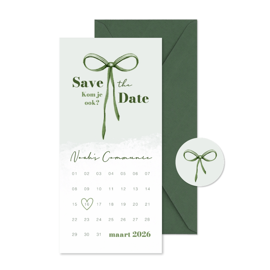 Save the date kalender communie communiefeest kruis unisex - Kaartimpressie