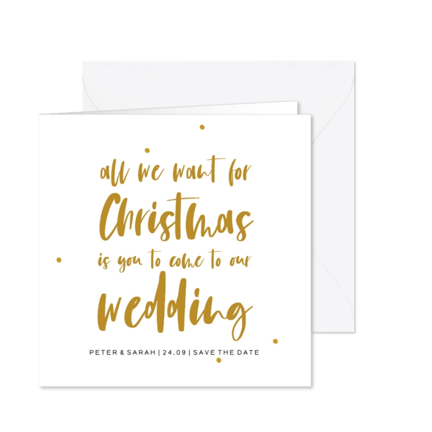 Save the Date kerstkaart met handlettering tekst - Kaartimpressie