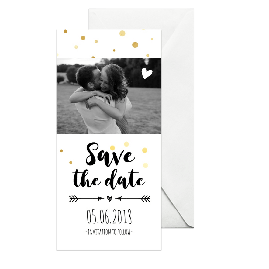 Save the date - langwerpig  - Kaartimpressie