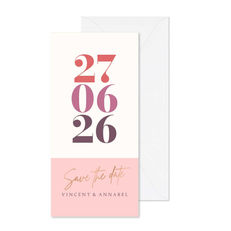 Save the date minimalistisch kleurrijk - Kaartimpressie