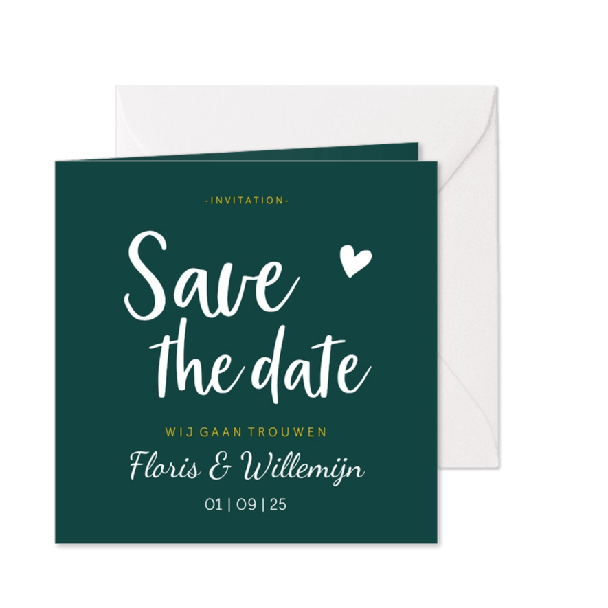 Save the date - stijlvol met namen - Kaartimpressie