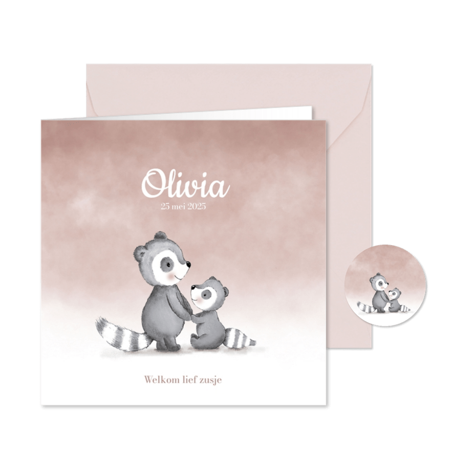 Schattige geboortekaartje tweede kindje dasjes - Kaartimpressie