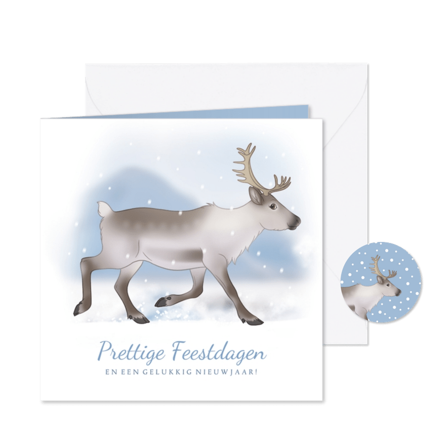Schattige rendier kerstkaart - Kaartimpressie