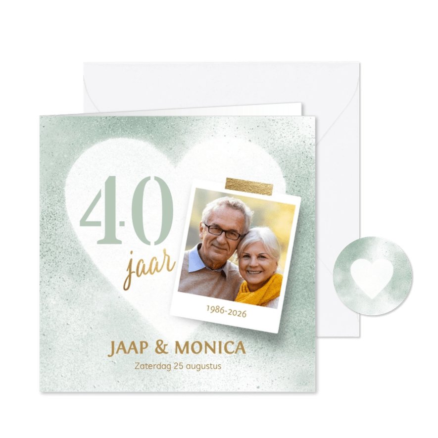 Sfeervolle uitnodiging jubileum huwelijk met foto - Kaartimpressie