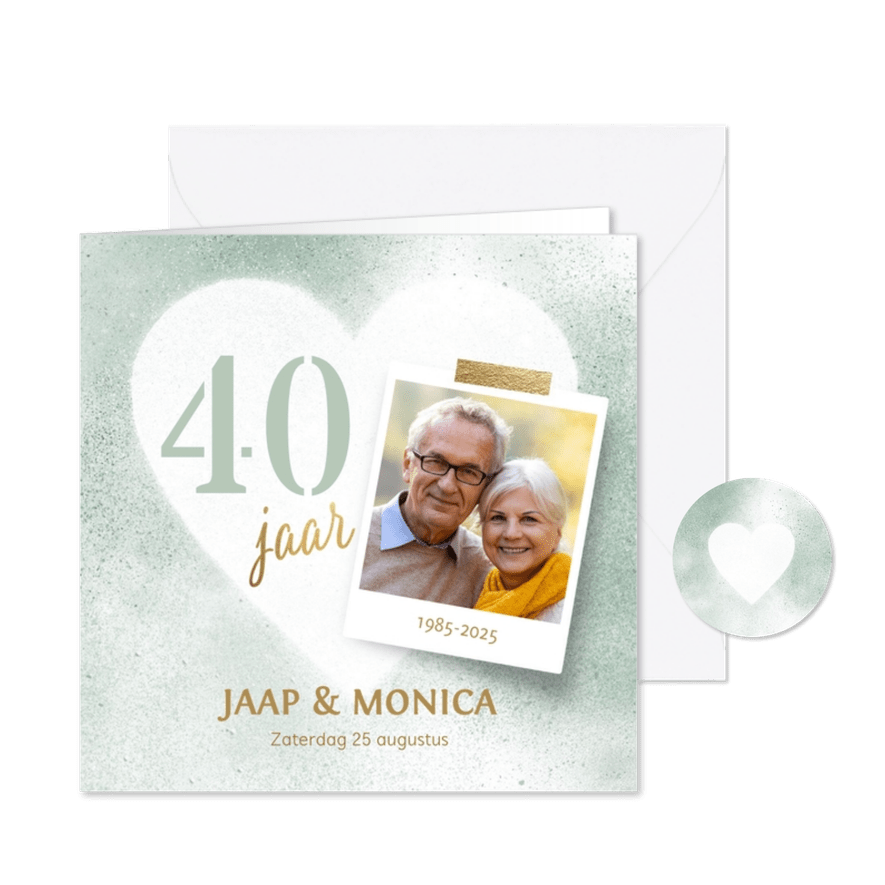 Sfeervolle uitnodiging jubileum huwelijk met foto - Kaartimpressie