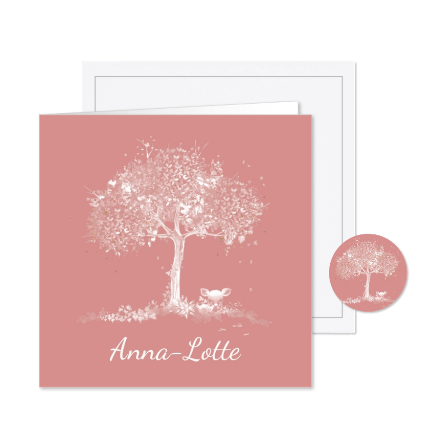 Silhouet boom met hertje - Kaartimpressie