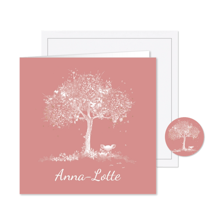 Silhouet boom met hertje - Kaartimpressie