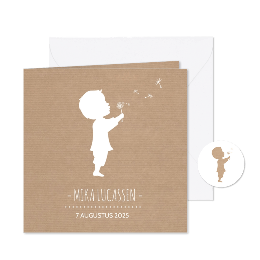 Silhouet Geboorte Paardenbloem JG - Kaartimpressie